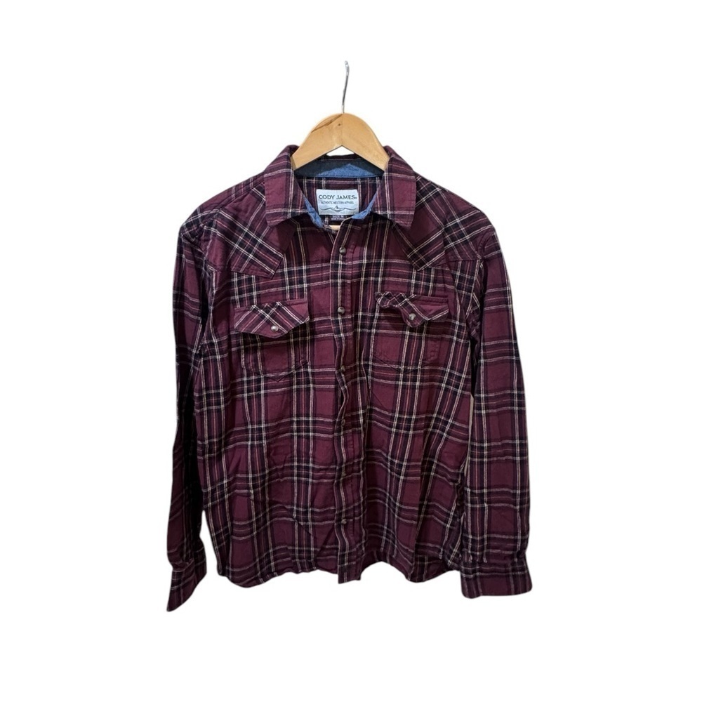 Cody James Mens Red/White Plaid Regular Fit Western Snaps Long Sleeve Shirt mt15